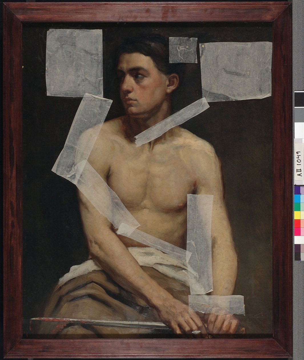 Sitzendes männliches Modell mit einem Schwert, Akademiestudie von Albert Edelfelt