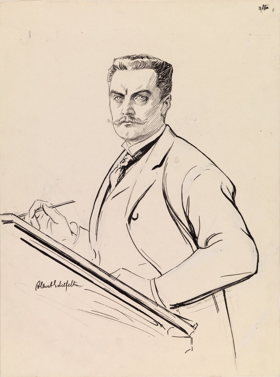 Selbstporträt am Schreibtisch von Albert Edelfelt