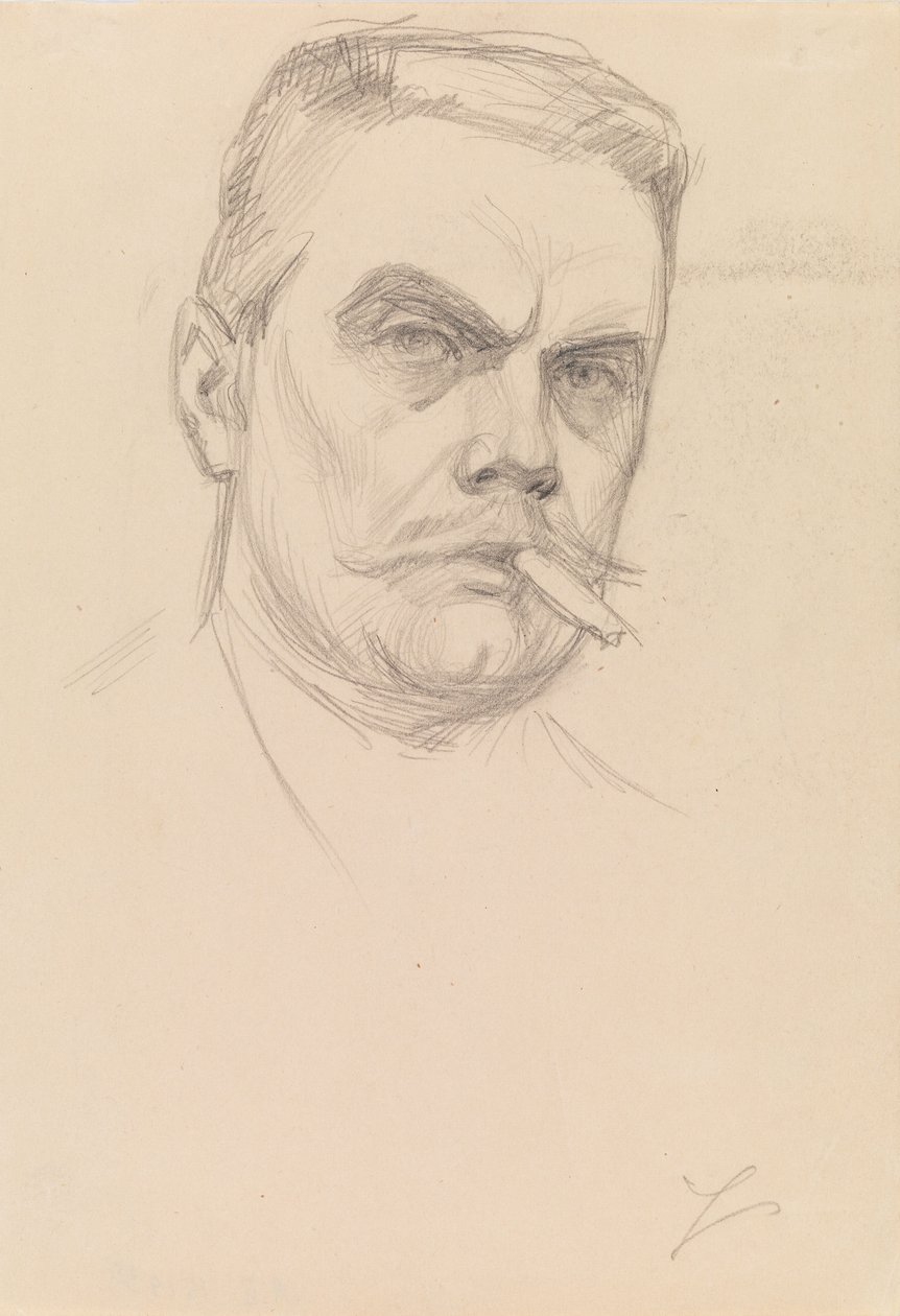 Selbstporträt mit einer Zigarre von Albert Edelfelt
