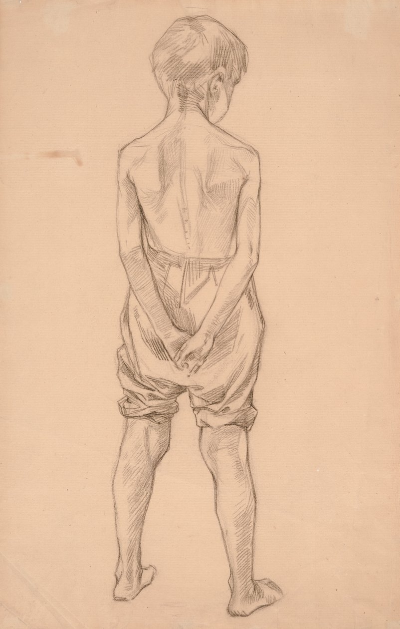 Stehender junger Knabe, Studie für die am Ufer spielenden Knaben von Albert Edelfelt