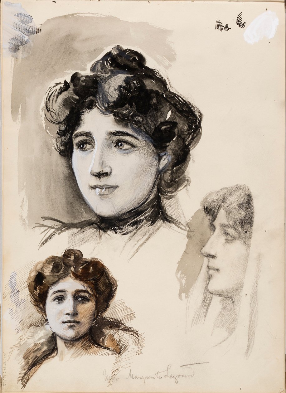 Mme Marguerite Legrand, Skizzen von Albert Edelfelt