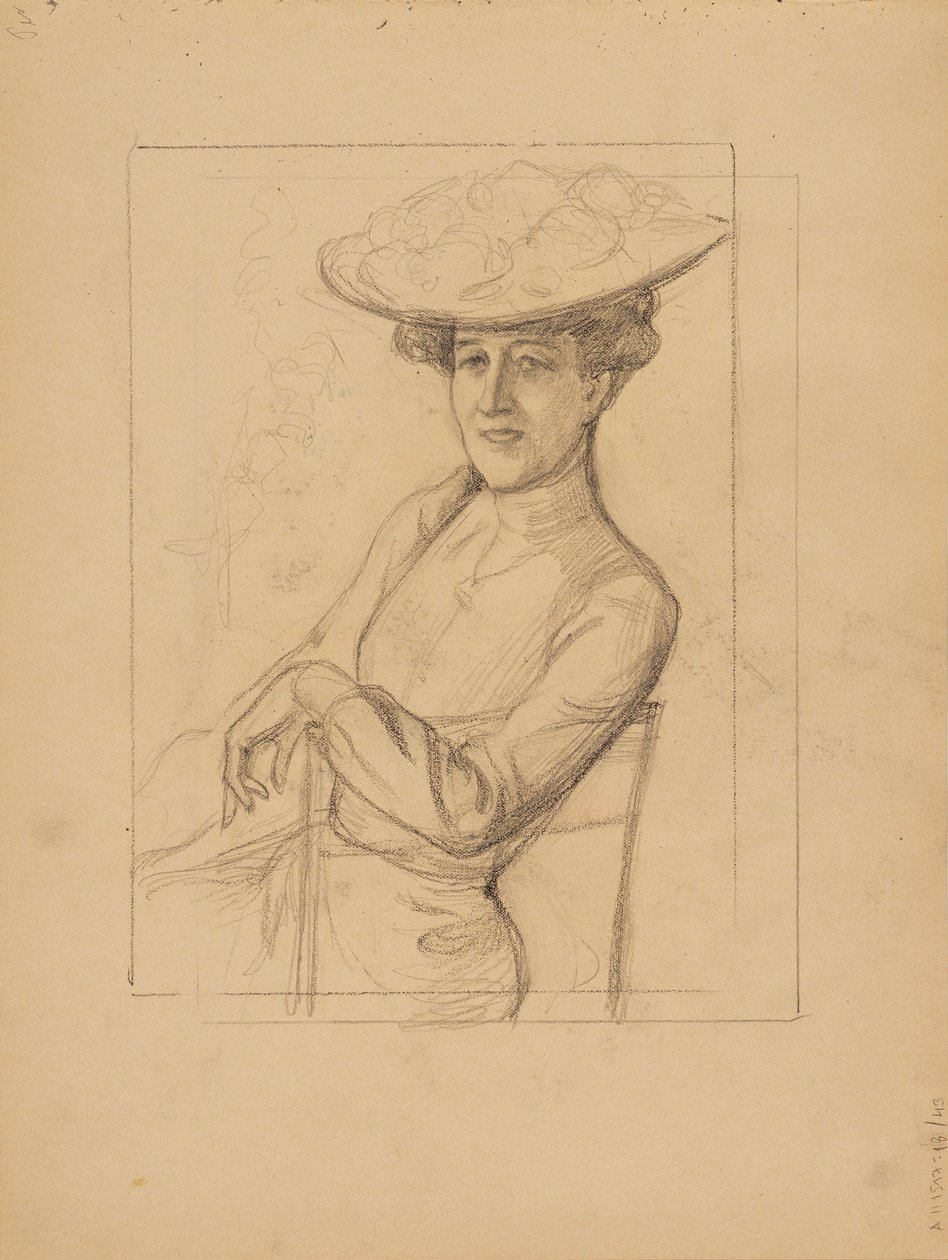 Sitzende Frau mit Hut von Albert Edelfelt