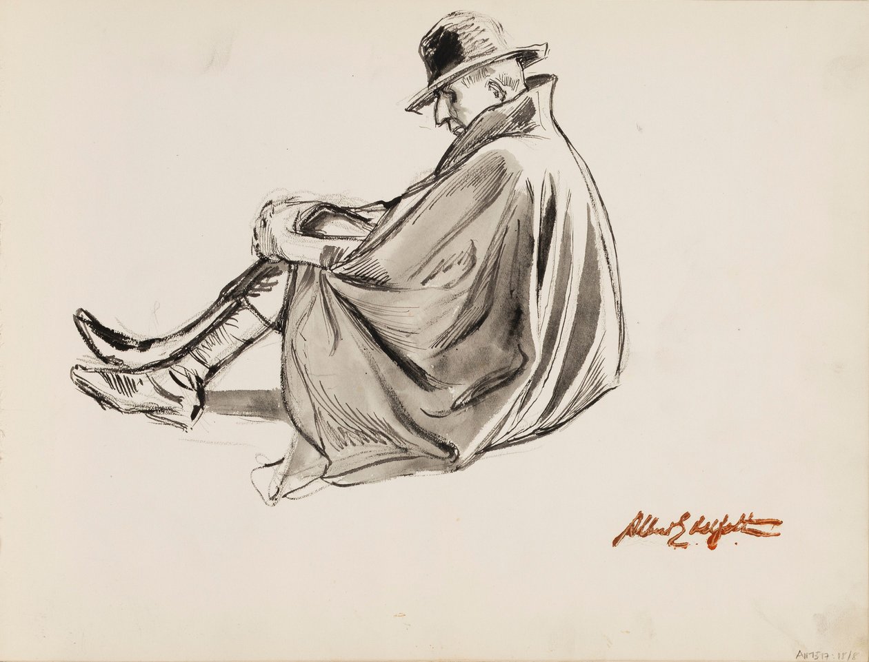Sitzender Mann in einem Umhang von Albert Edelfelt