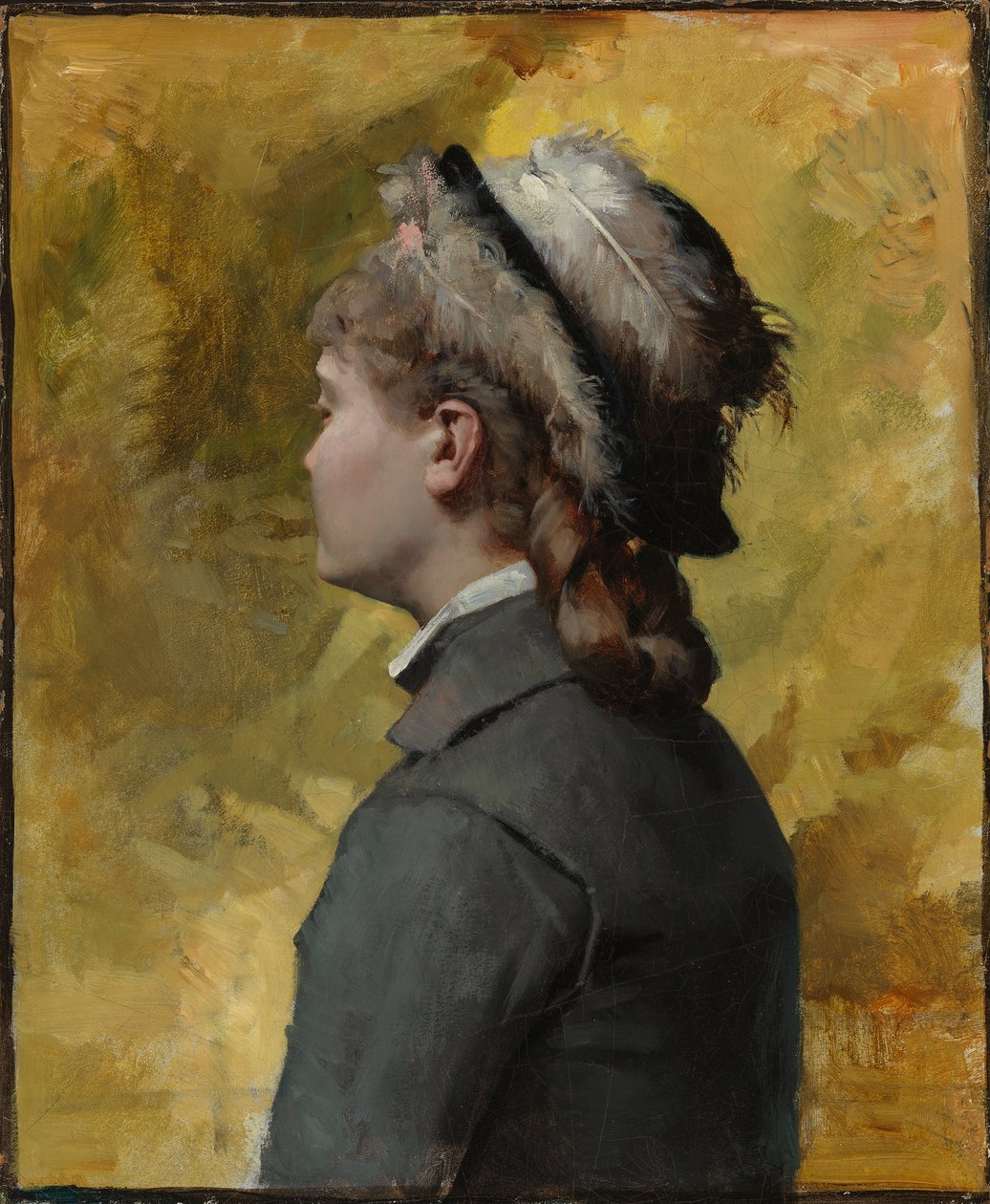 Junge Frau in Grau von Albert Edelfelt