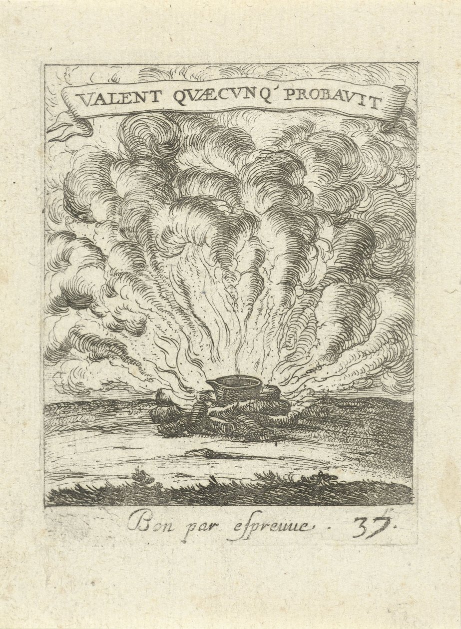 Pfanne auf einem Lagerfeuer von Albert Flamen