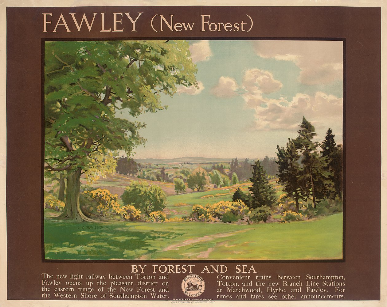 Fawley (New Forest), Plakat für Southern Railway von Albert George Petherbridge