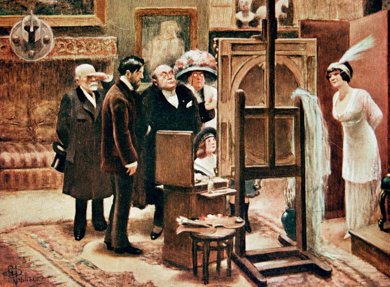 Ein Maler zeigt sein Gemälde, ca. 1920 von Albert Guillaume