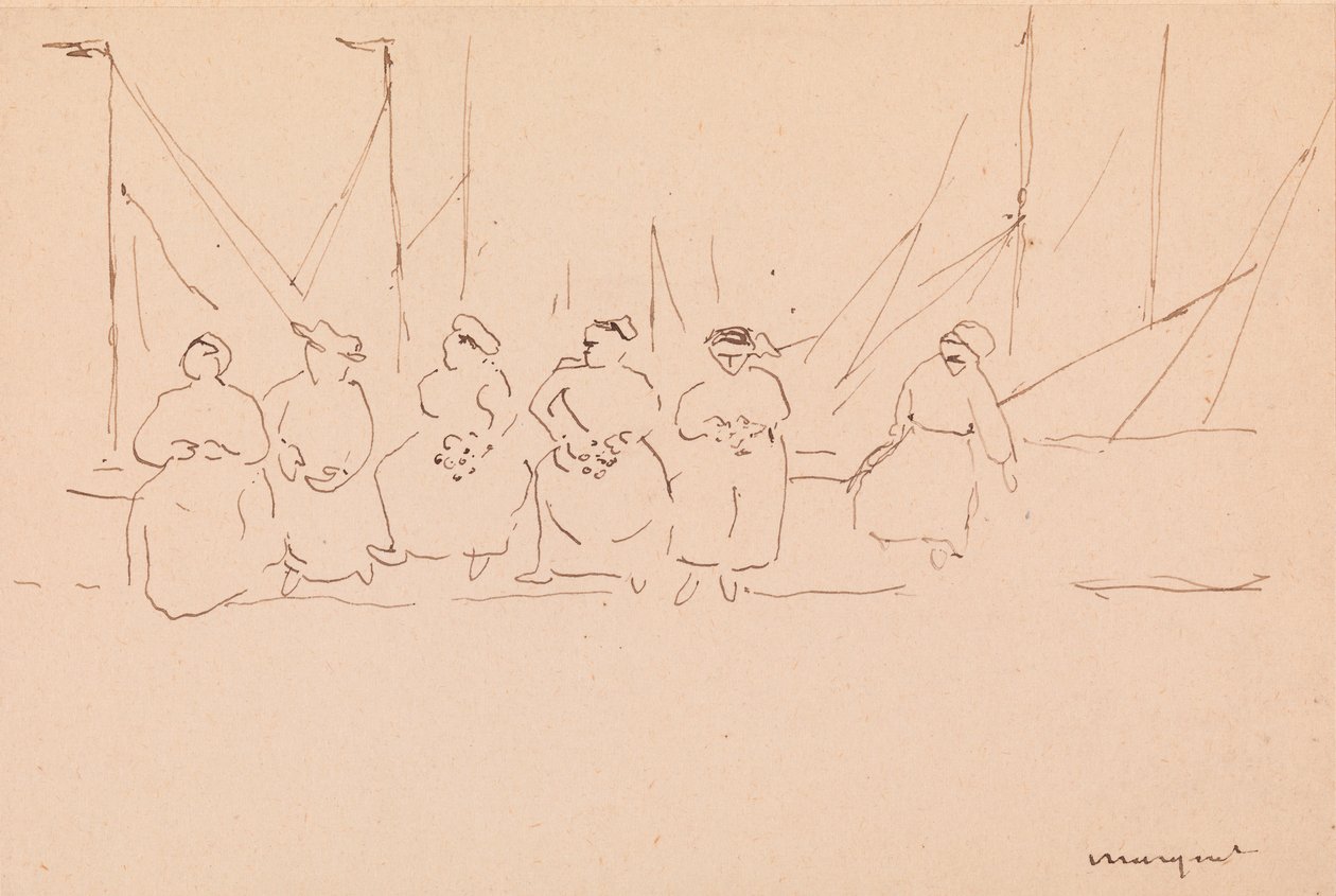 Sechs Frauen auf einem Kai von Albert Marquet