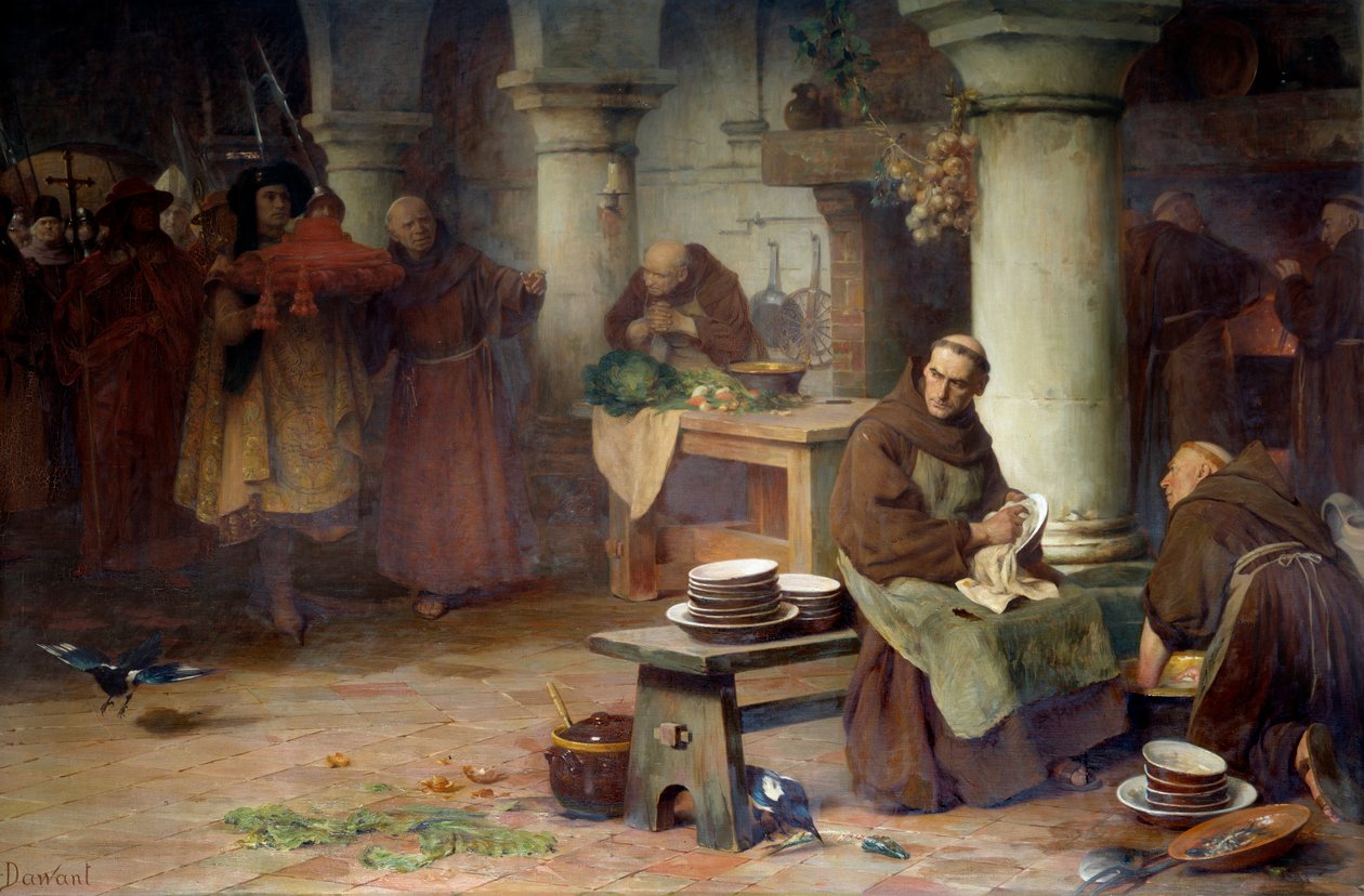 Der heilige Bonaventura (San Bonaventura) (1217-1274) erhält den Purpur des Kardinals von Albert Pierre Dawant
