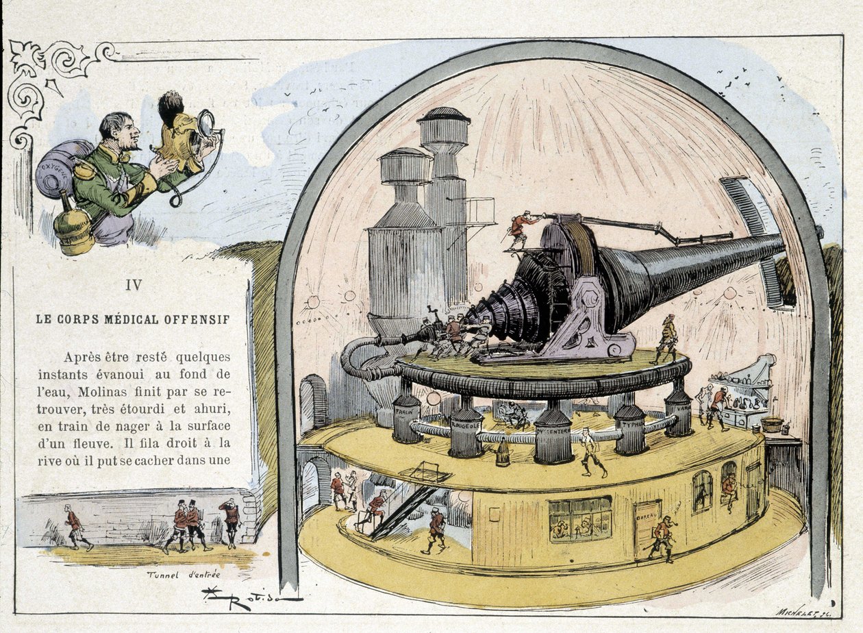 Futuristischer Kanon - in „Der Krieg im zwanzigsten Jahrhundert“ von Robida von Albert Robida