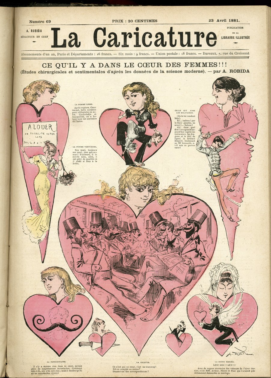 Illustration von Albert Robida (1848-1926) für das Cover von La Caricature (1880) von Albert Robida