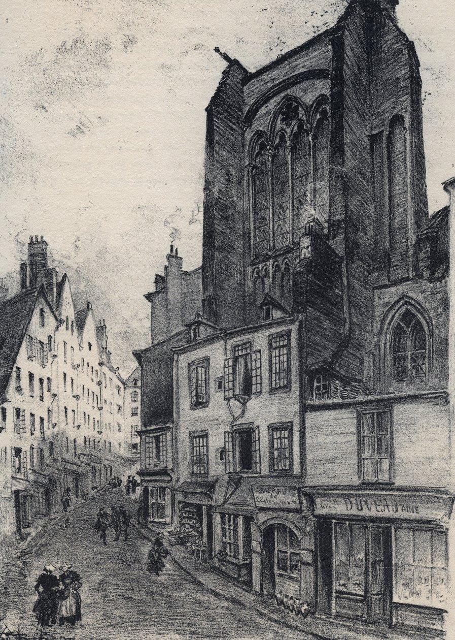 Eine Straße in Saint Malo - La vieille France - La Bretagne - Text, Zeichnungen und Lithografien von Albert Robida (1848-1926) undatiert, spätes 19. Jahrhundert von Albert Robida
