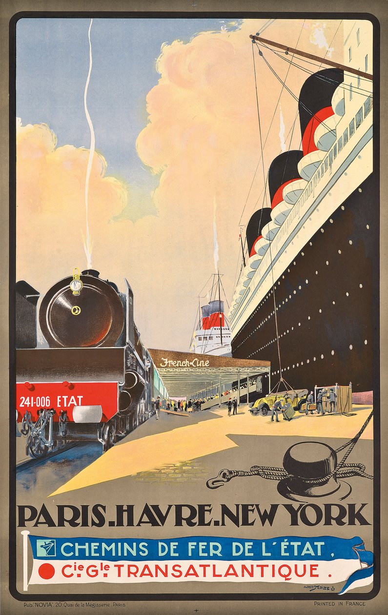 Plakat zur Werbung für Reisen mit der Reederei Compagnie Generale Transatlantique, ca. 1930 von Albert Sébille