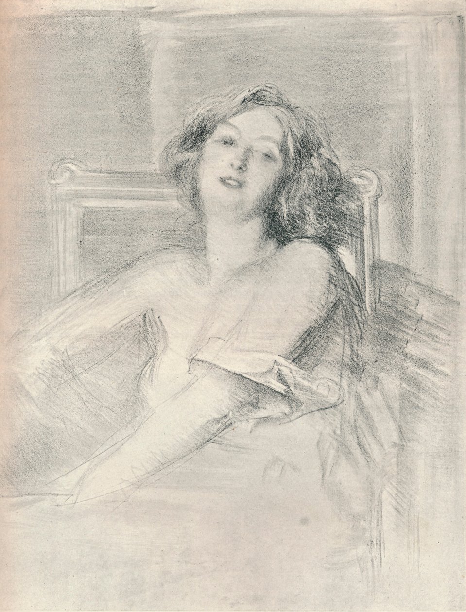 Lithographisches Porträt einer Frau, ca. 1905 von Albert de Belleroche