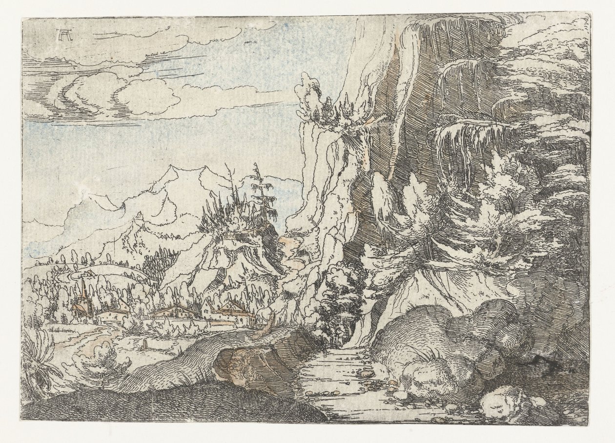 Landschaft mit einem schattigen Felsen von Albrecht Altdorfer