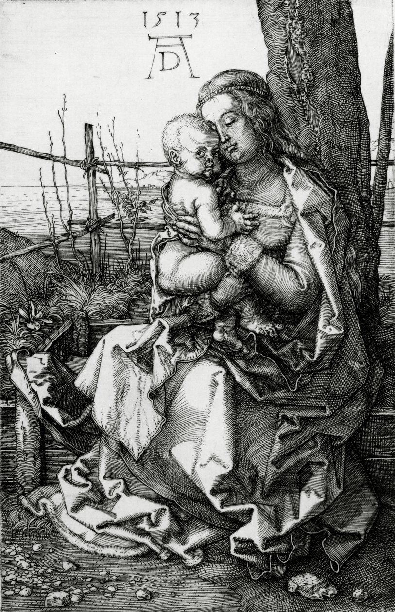 Die Jungfrau und das Kind unter einem Baum sitzend, 1513 von Albrecht Dürer