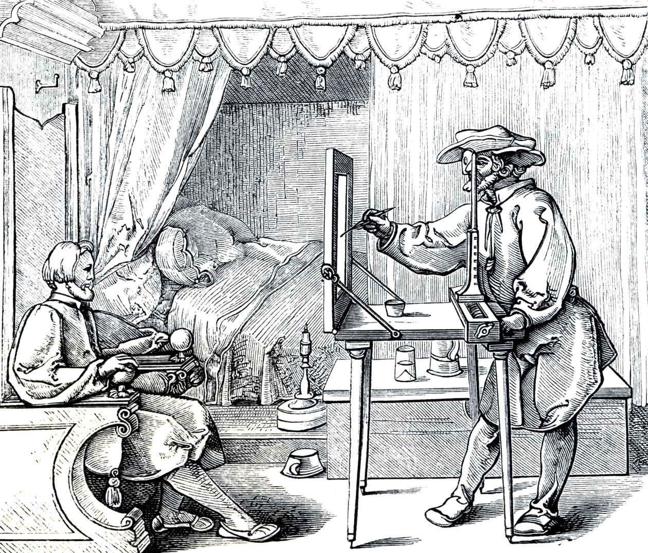 Instrumente mathematischer Präzision zur Ausführung von Porträts, Illustration aus 