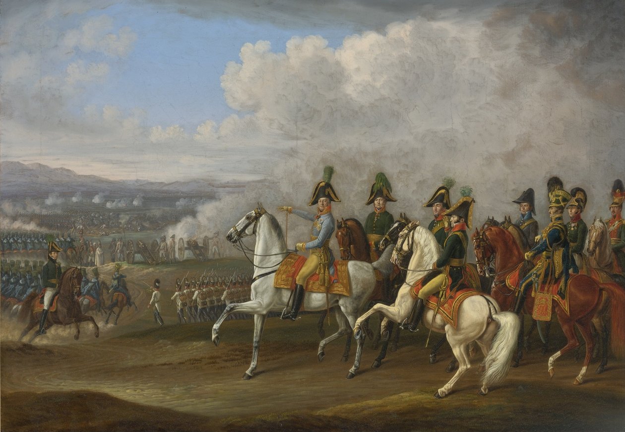 General von Bellegarde und seine Offiziere beobachten eine Schlacht von Albrecht Adam