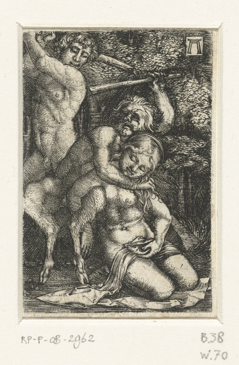 Satyr und ein Mann kämpfen um eine Frau von Albrecht Altdorfer