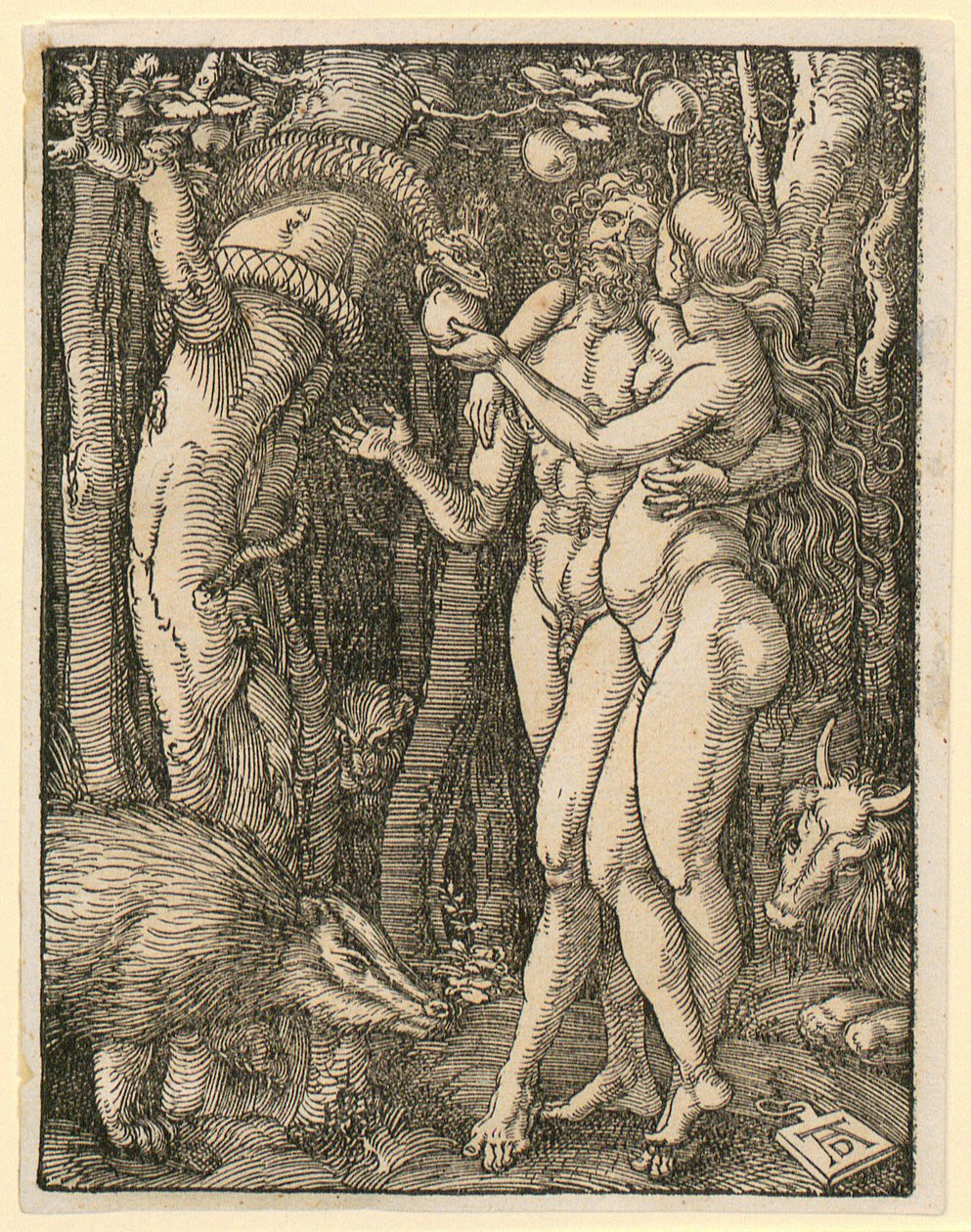 Adam und Eva, Blatt 2 der Folge "Kleine Holzschnitt-Passion" von Albrecht Dürer