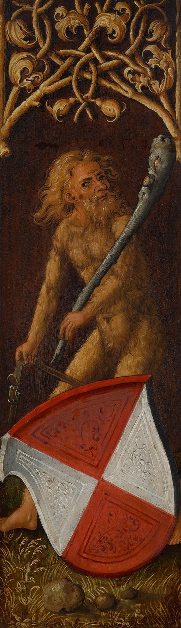Bildnistriptychon des Oswolt Krel, rechter Flügel: "Wilder Mann" mit dem Wappen der Agathe von Esendorf von Albrecht Dürer