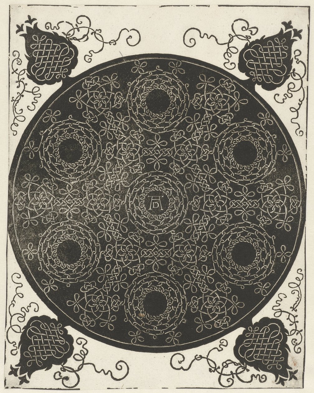 Stickmuster mit sieben kranzförmigen Motiven von Albrecht Dürer