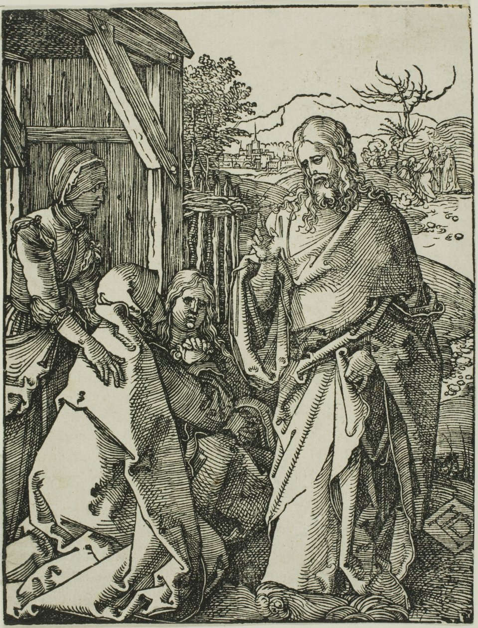 Christus nimmt Abschied von seiner Mutter, aus Die kleine Holzschnittpassion von Albrecht Dürer