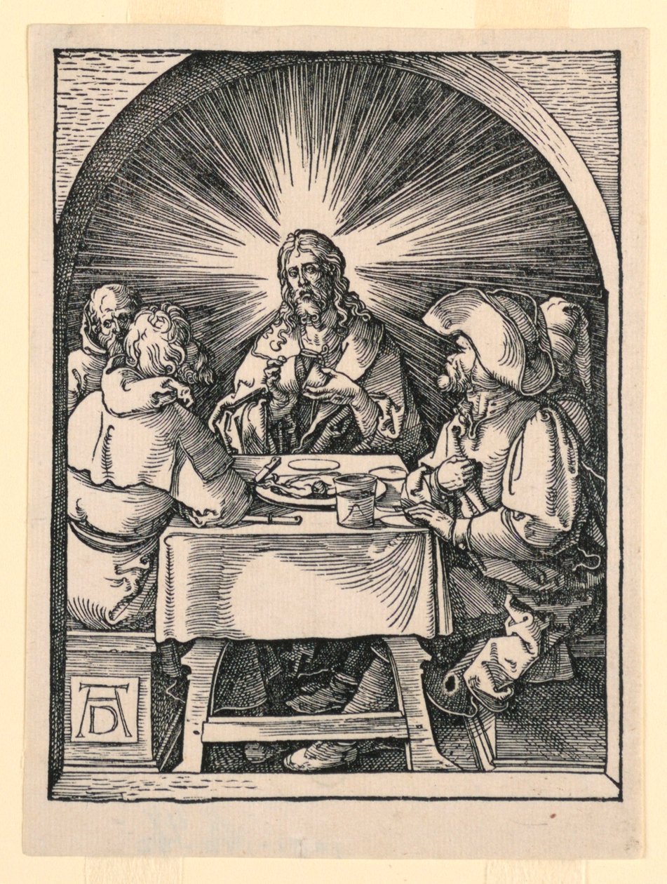 Christus in Emmaus, aus der Serie Die Kleine Passion von Albrecht Dürer