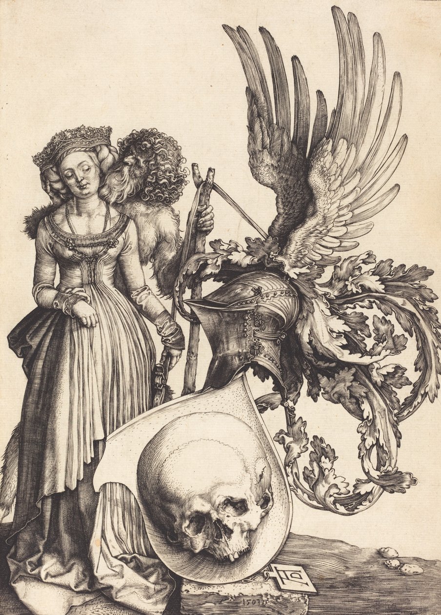 Wappen mit einem Schädel, 1503 von Albrecht Dürer