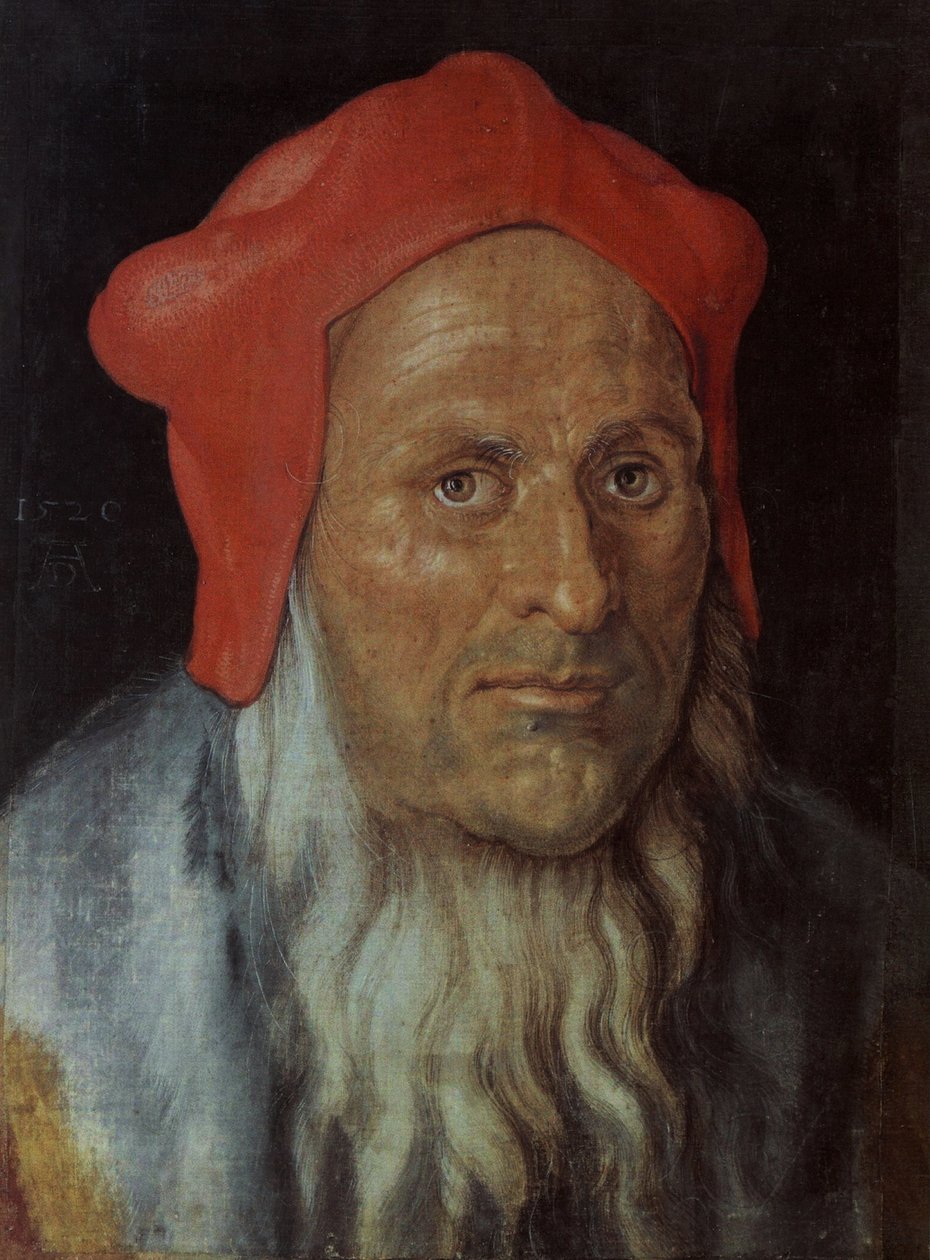 Porträt eines bärtigen Mannes mit roter Kappe von Albrecht Dürer