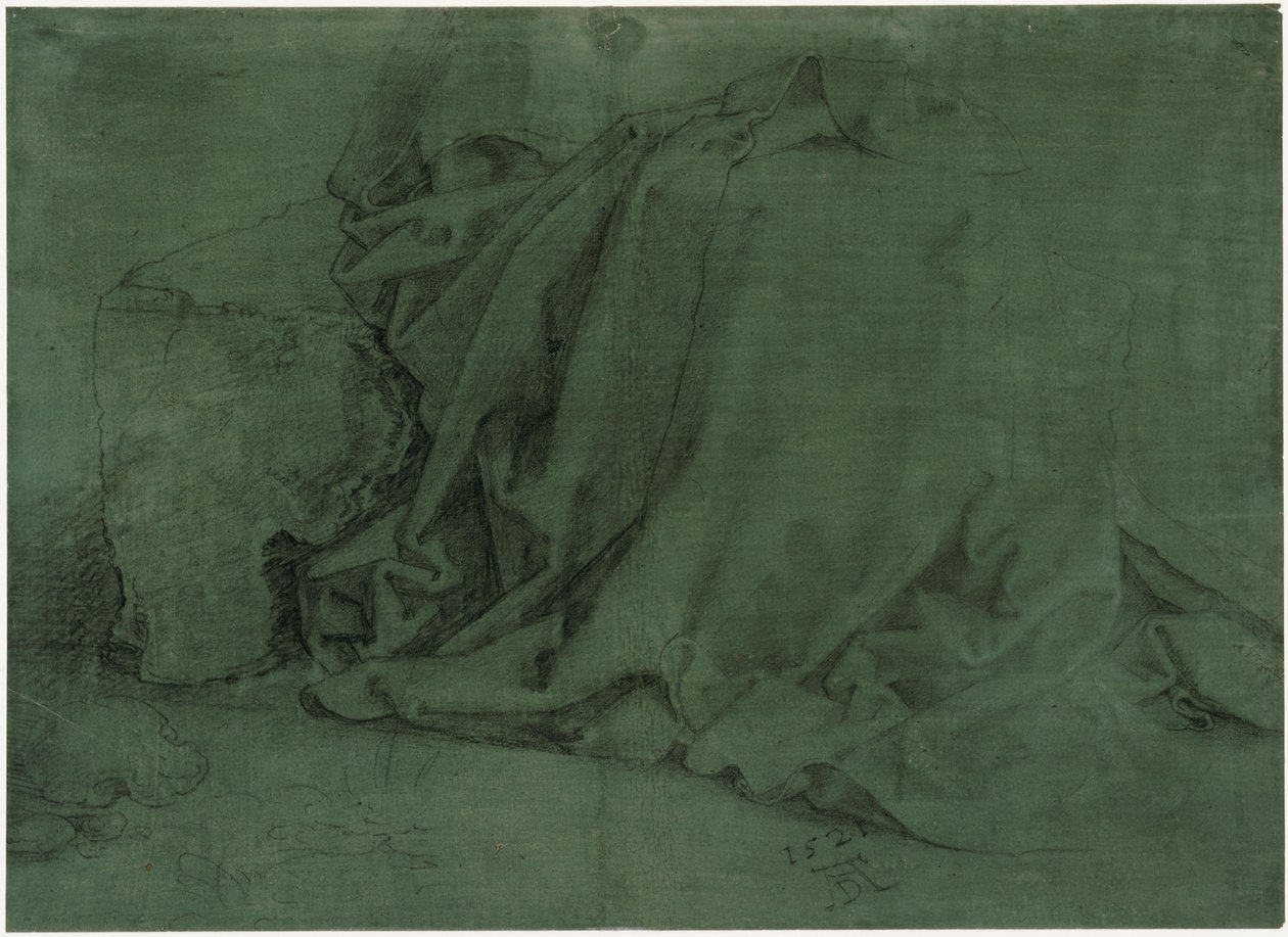 Gewandstudie einer auf einer Steinbank sitzenden Frau von Albrecht Dürer