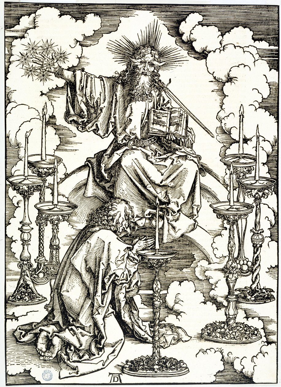 Die Apokalypse (Lateinische Ausgabe): Die Vision der sieben Leuchter (Bartsch 62) von Albrecht Dürer
