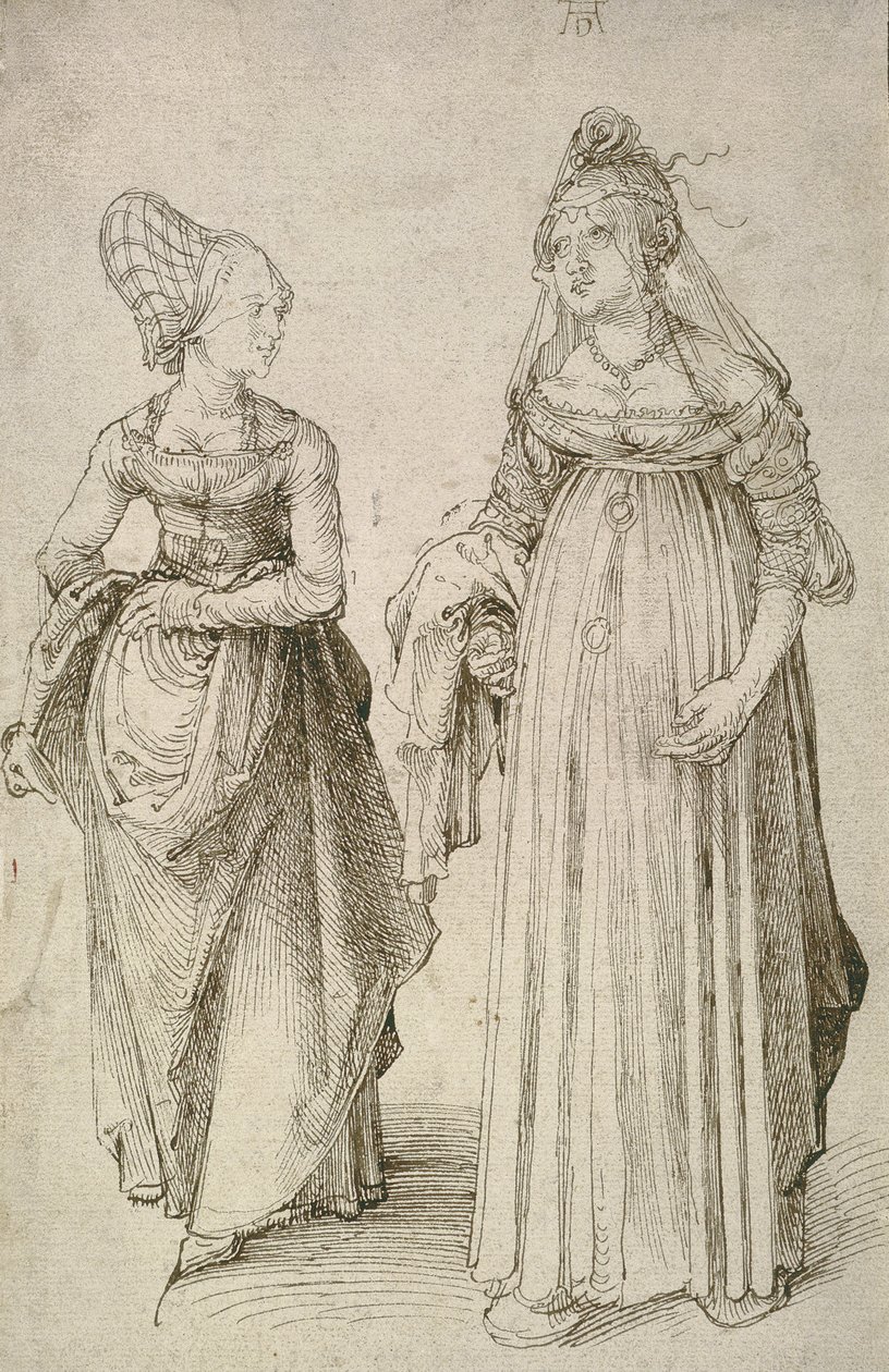Dame im venezianischen Kleid im Kontrast zu einer Nürnberger Hausfrau von Albrecht Dürer