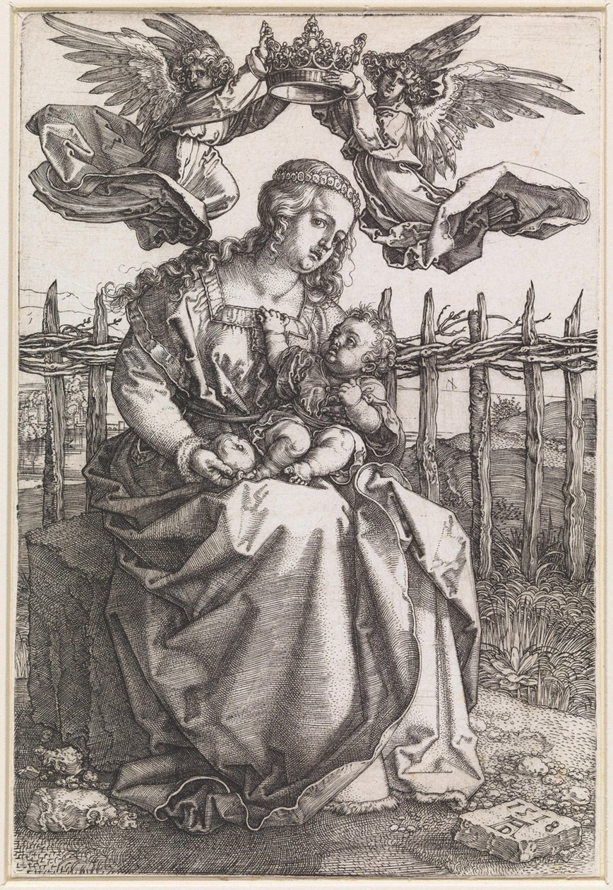 Maria mit Kind, gekrönt von zwei Engeln von Albrecht Dürer