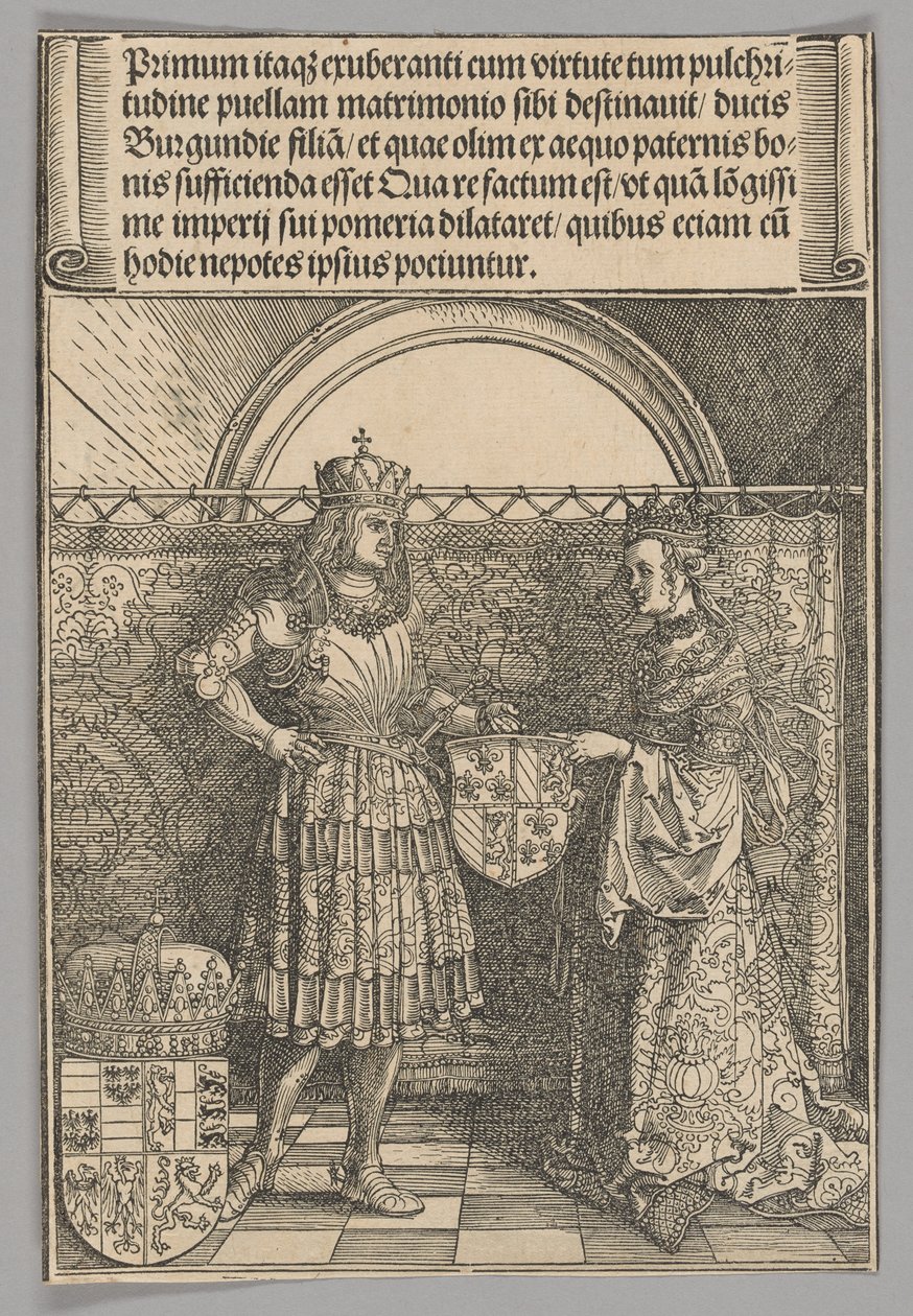 Maximilian und Maria von Burgund, Tafel 2 aus Historische Szenen aus dem Leben von Kaiser Maximilian I. vom Triumphbogen von Albrecht Dürer