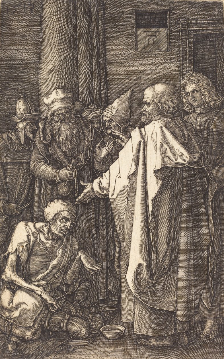 Heilung eines Lahmen durch die Heiligen Petrus und Johannes am Tempeltor, 1513 von Albrecht Dürer