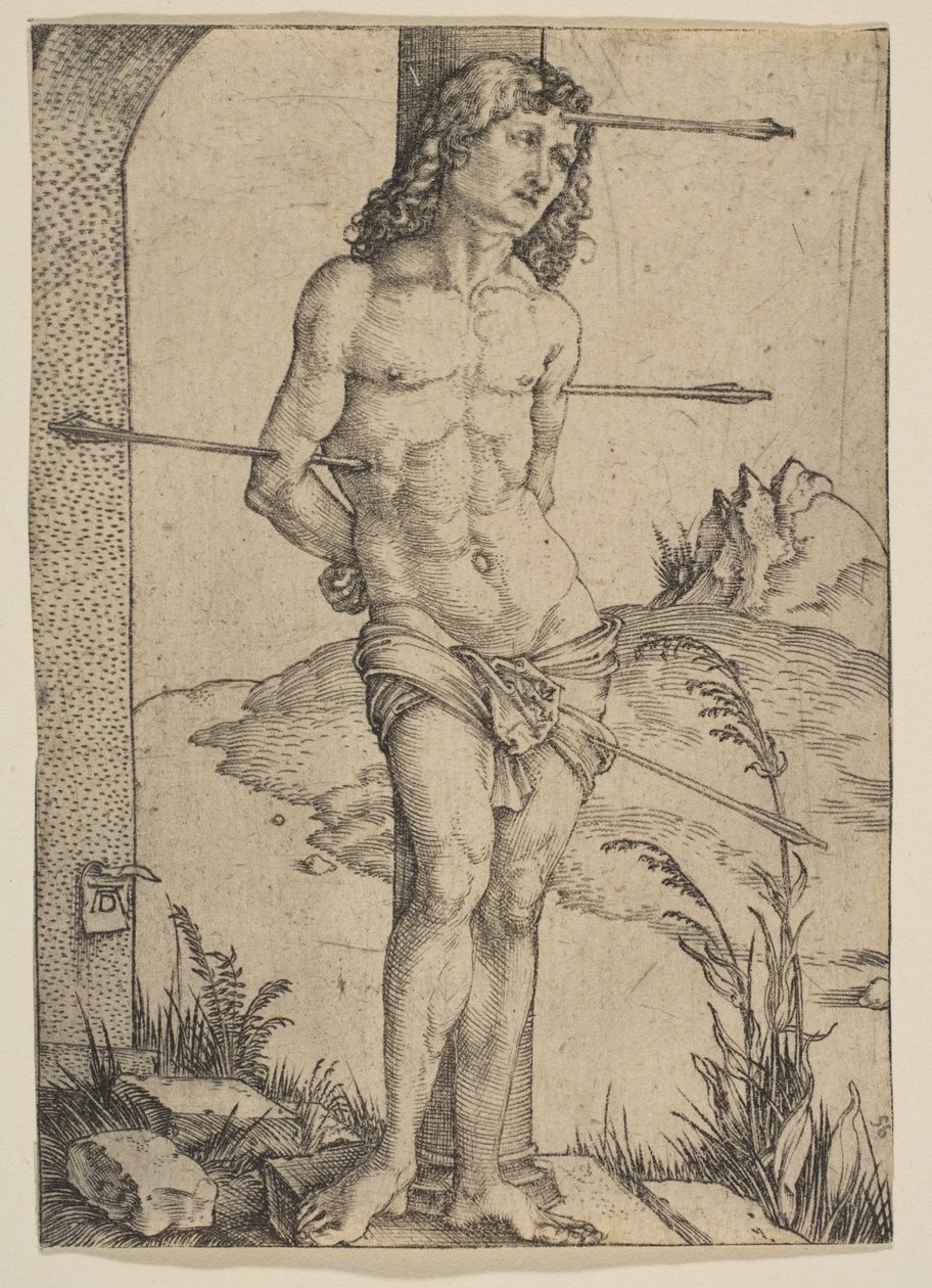 Der heilige Sebastian an die Säule gebunden von Albrecht Dürer