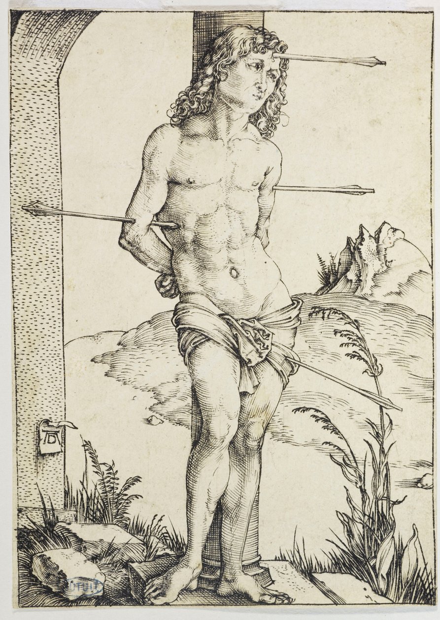 Heiliger Sebastian an eine Säule gebunden (Bartsch 56) von Albrecht Dürer