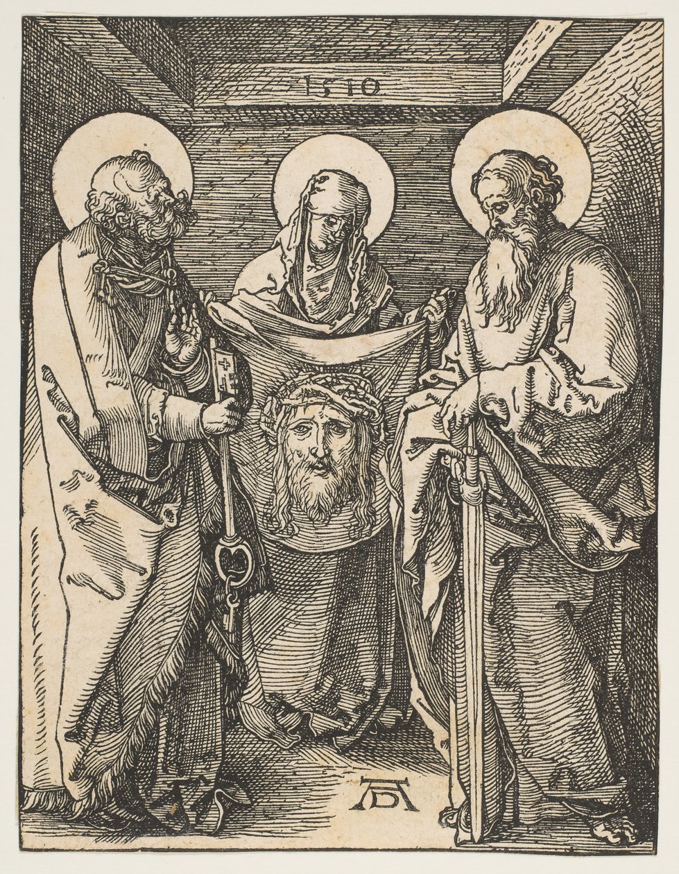 Die heilige Veronika zwischen den Heiligen Petrus und Paulus, aus Die kleine Passion, 1510 von Albrecht Dürer