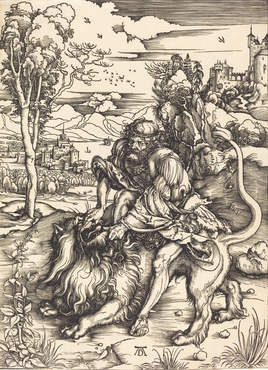 Samson kämpft mit dem Löwen, ca. 1497-1498 von Albrecht Dürer