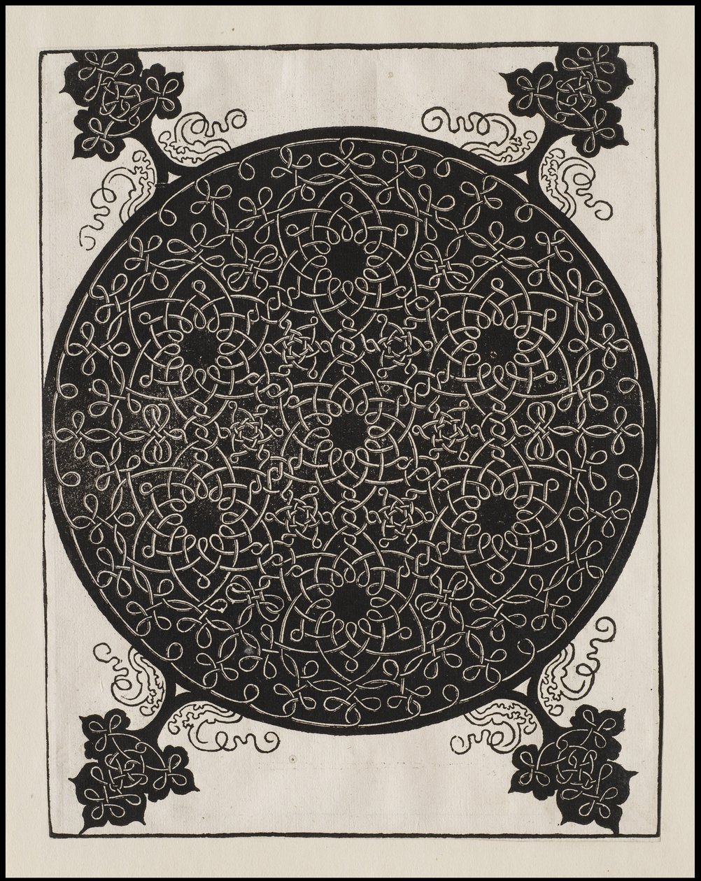 Sechster Knoten, 7 kleine Knotensysteme mit schwarzen Zentren, ca. 1506 von Albrecht Dürer