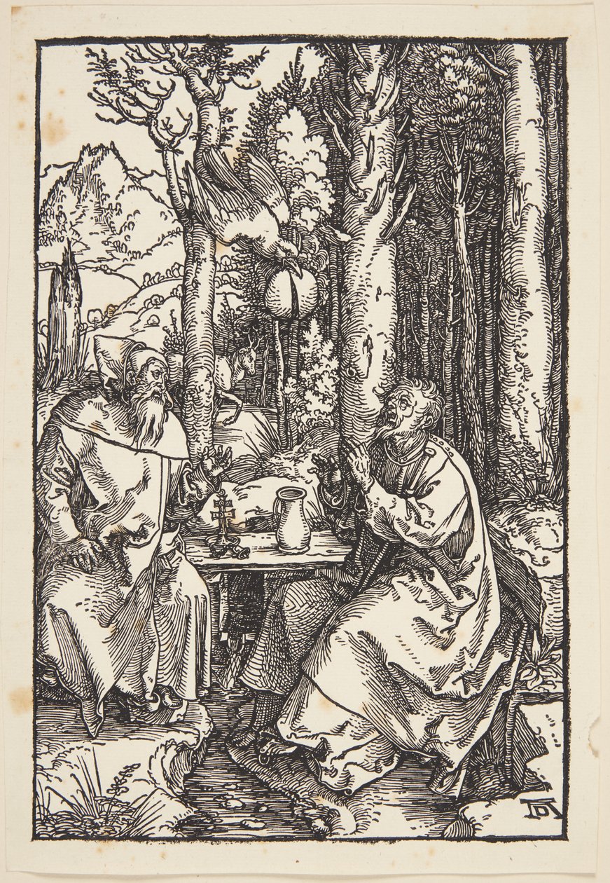 Der heilige Antonius besucht den heiligen Paulus in der Wildnis von Albrecht Dürer
