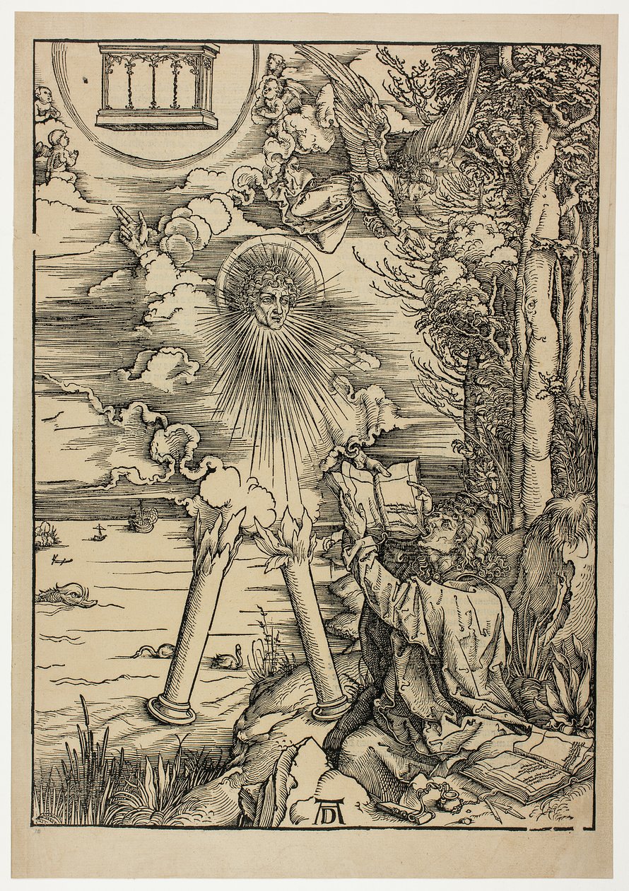 St. Johannes verschlingt das Buch, aus der Apokalypse von Albrecht Dürer
