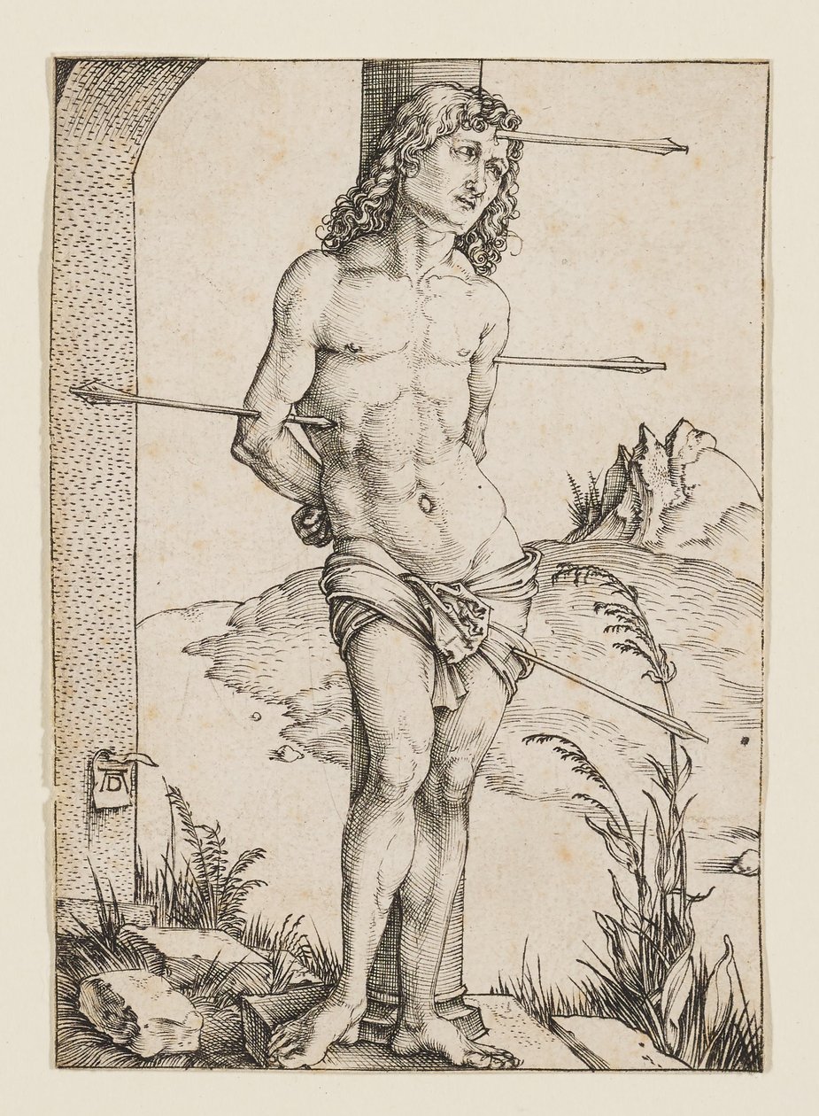 St. Sebastian an eine Säule gebunden von Albrecht Dürer