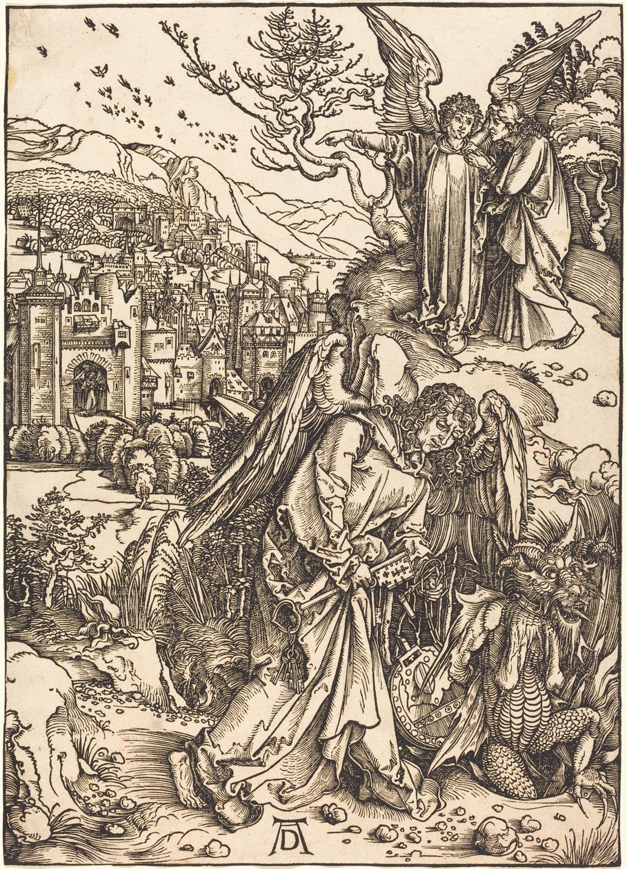 Der Engel mit dem Schlüssel zum Abgrund von Albrecht Dürer