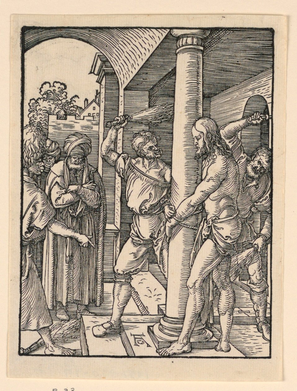 Die Geißelung, aus der Serie „Die kleine Passion“ von Albrecht Dürer