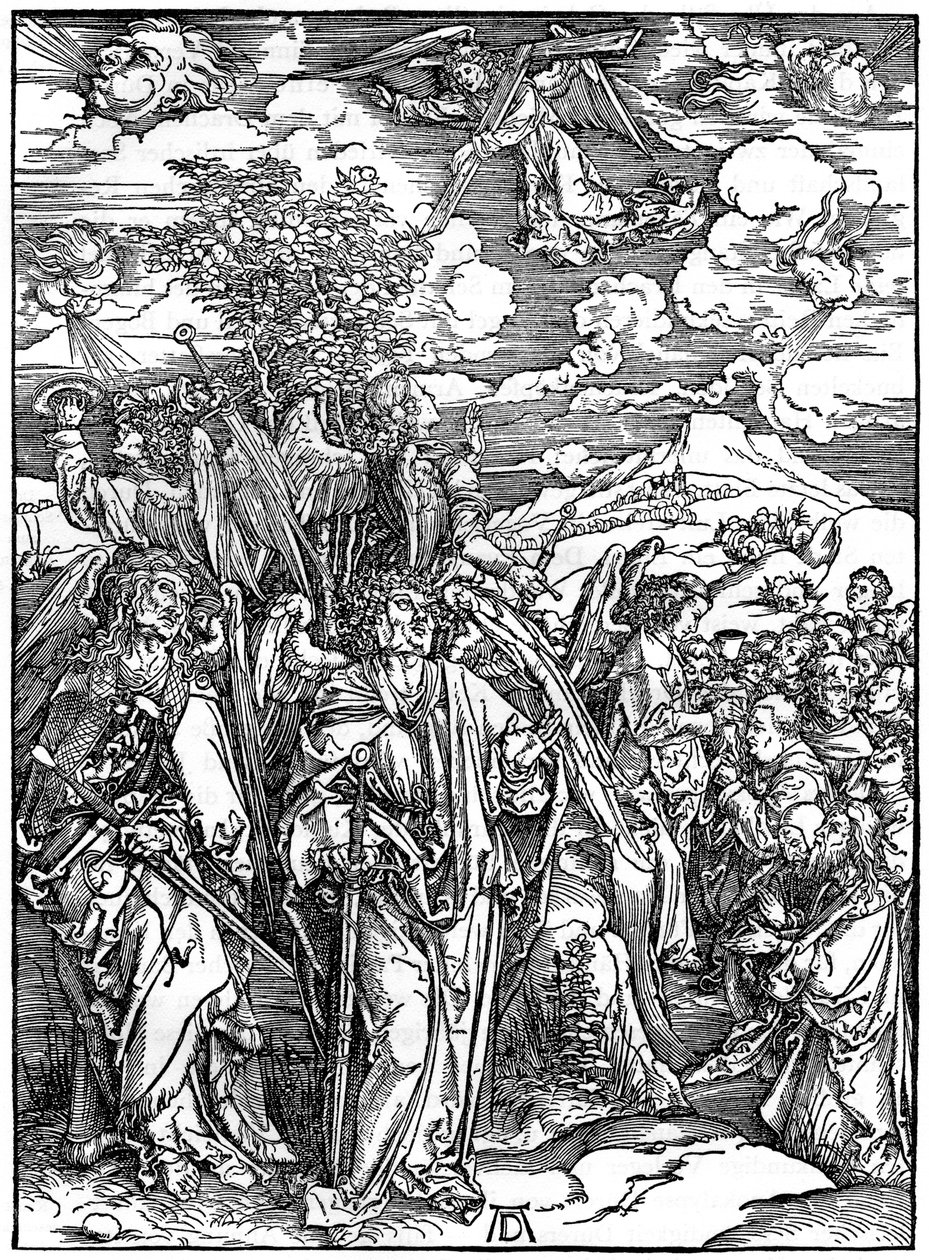 Die vier Engel, die die Winde halten, 1498 von Albrecht Dürer