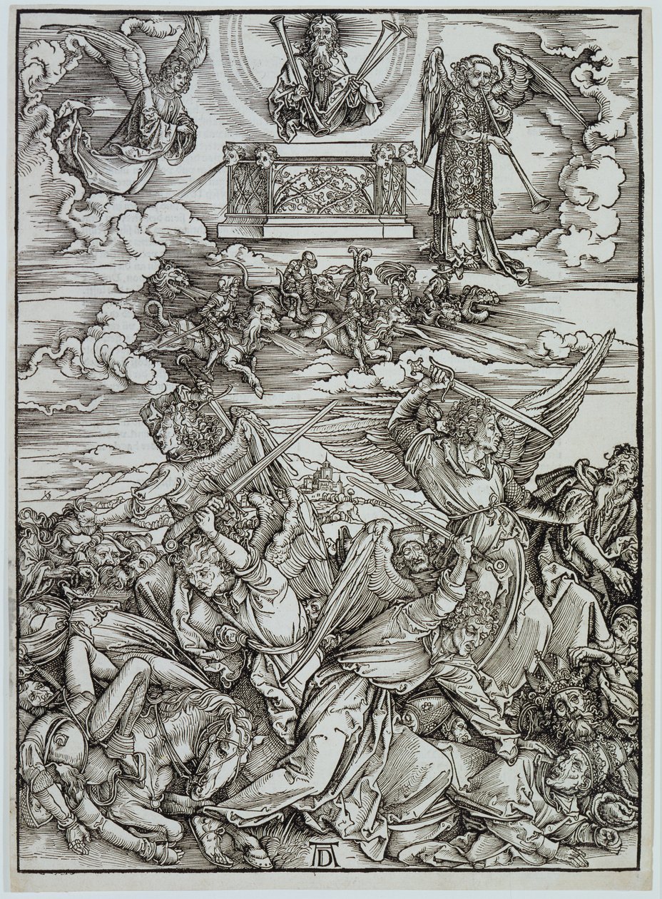 Die vier rächenden Engel des Euphrat, aus der Serie „Die Apokalypse“ von Albrecht Dürer