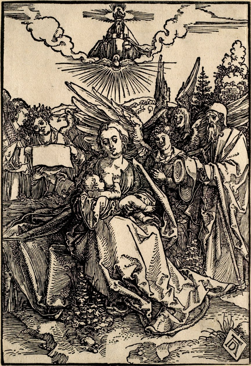 Die Heilige Familie mit fünf Engeln von Albrecht Dürer