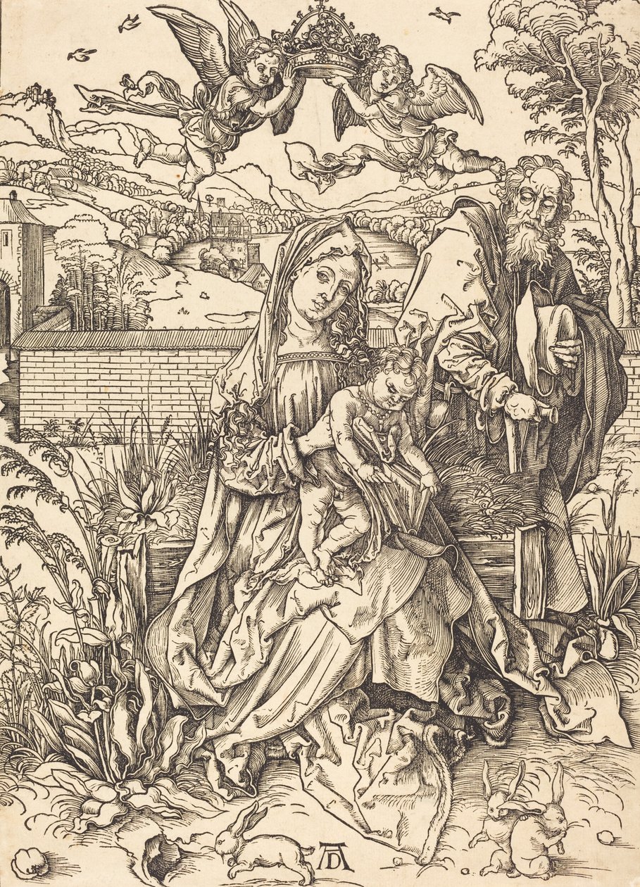 Die Heilige Familie mit den drei Hasen, ca. 1497-1498 von Albrecht Dürer
